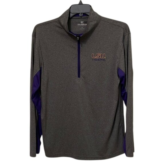Colosseum Gray LSU Quarter-Zip Pullover Tops Adult Size Large Football College - Picture 1 of 10